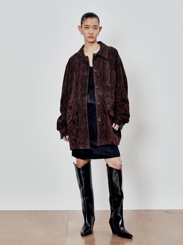 Oversized Goat Suede Jakcet (Chocolate Brown) - ANDROS - Modalova