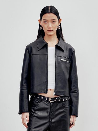 Lambskin Leather Jacket (Black) - ANDROS - Modalova