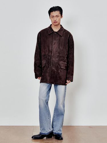 Oversized Suede Leather Jacket (Brown) - ANDROS - Modalova