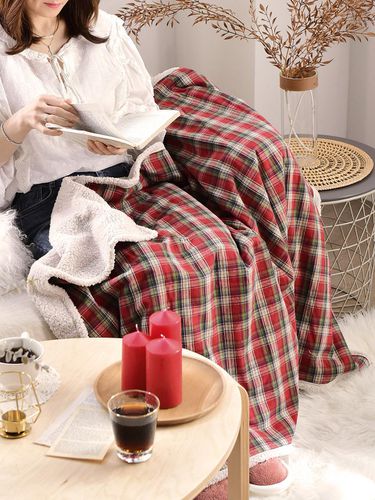 Check Fur Double-Sided Blanket 2size - BELLELIFE - Modalova