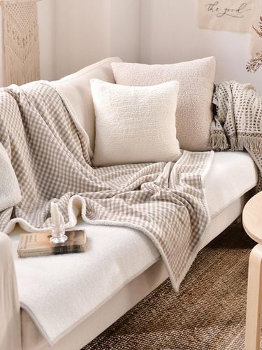 Natural Check Fur Double-Sided Blanket 2size - BELLELIFE - Modalova