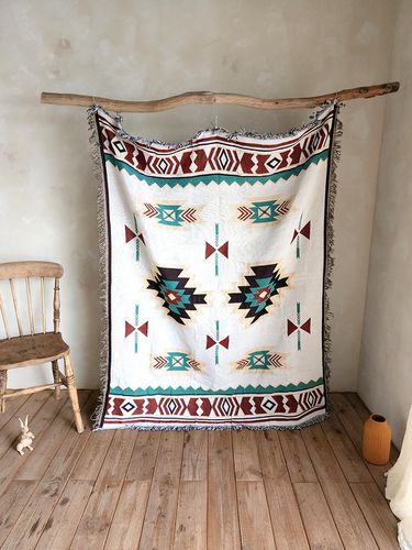 Neutral Ethnic Geometry Vintage Blanket - BLANCHE HOUSE - Modalova