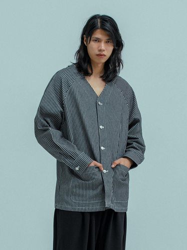 STRIPE DENIM CARDIGAN Black - RUGGED HOUSE - Modalova