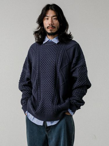 Around Cable Collar Knitwear Navy - RUGGED HOUSE - Modalova