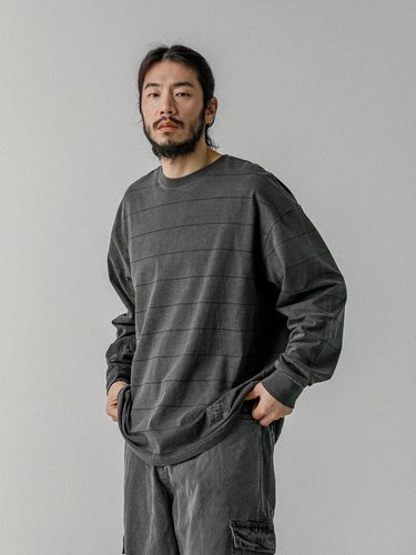 Pigment Stripe Long Sleeve Tee Charcoal - RUGGED HOUSE - Modalova