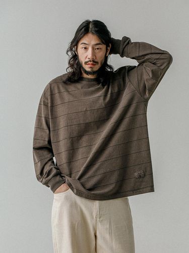 Pigment Stripe Long Sleeve Tee Brown - RUGGED HOUSE - Modalova