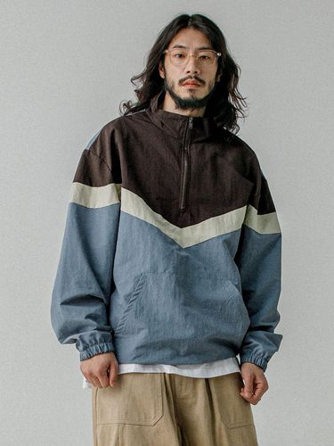 V-color block Stan neck Anorak Brown - RUGGED HOUSE - Modalova