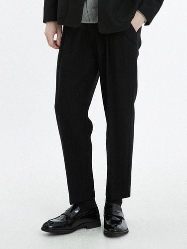 WOOL BLENDED ONE-TUCK PANTS BLACK - CUSTOM US - Modalova