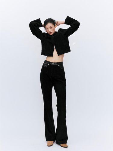 SUEDE SETUP PANTS BLACK - YUJI - Modalova