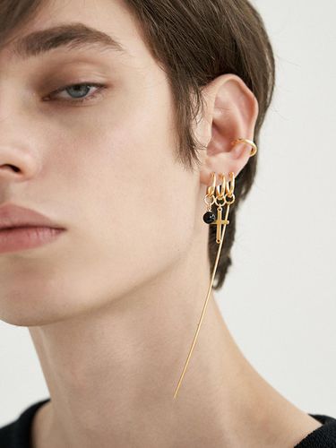 LINK GD 3LINE CROSS EARRING_03M - MOI studio - Modalova