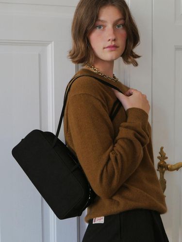 Letter Square Fake Suede Bowling Bag () - AND YOU - Modalova