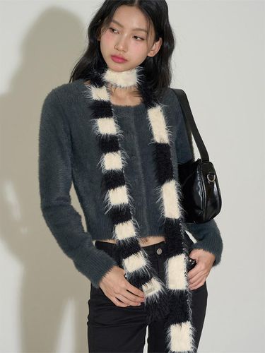 Stripe Fur muffler - 3 COLOR - ILLIGO - Modalova