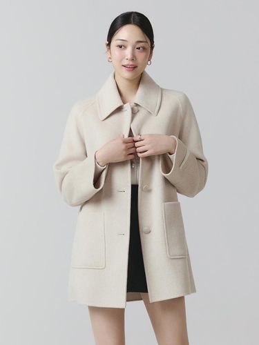 Single Cashmere Blend Handmade Half Length Coat - itMICHAA - Modalova