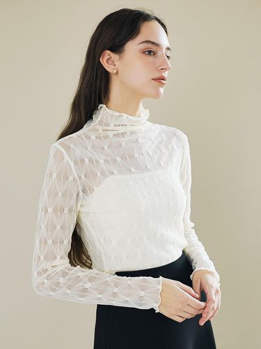 See-Through Wavy Layered Turtleneck T-Shirt_5color - JUARR - Modalova