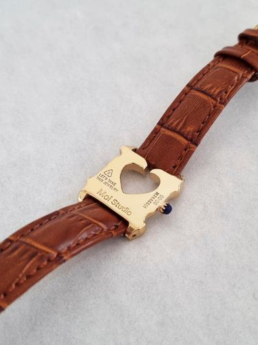 Gold Clip Watch Leather Bracelet - MOI studio - Modalova