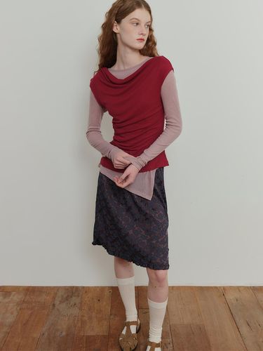 Jacquard Frill Skirt - Blue Brown - poev - Modalova