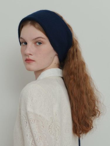 Two - way Knitted Hair Band - Navy - poev - Modalova