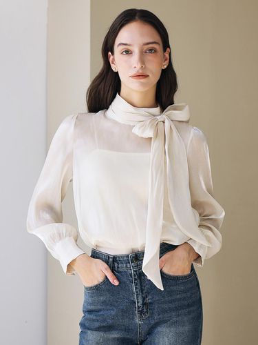 Shiny Ribbon Tie Blouse_4color_JFFTS058M - JUARR - Modalova