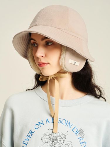 Hair Wool Blended Earmuff Bucket Hat Macrae - WHITE SANDS - Modalova