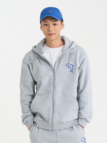 DOLPHIN EMBROIDERY EDGE BRUSHED HOODY ZIP - UP - DOLPHIN WAVE APPAREL - Modalova