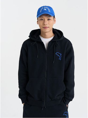 DOLPHIN EMBROIDERY EDGE BRUSHED HOODY ZIP - UP - DOLPHIN WAVE APPAREL - Modalova