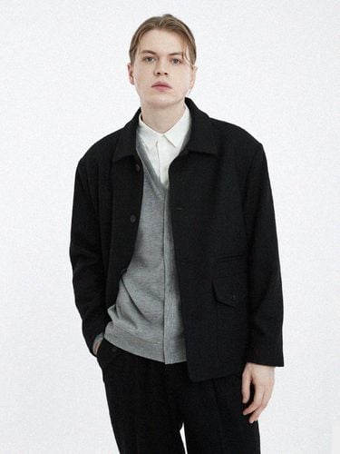 Pleate pocket stand collar wool blend jacket - CUSTOM US - Modalova