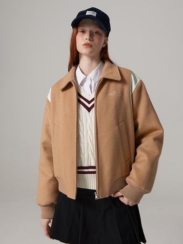 Classic Wool Blend Varsity Jacket Beige - bensherman - Modalova