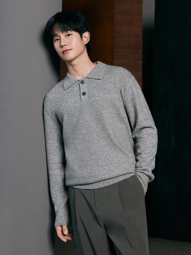 Alpaca Collar Semi-Oversized Fit Knitwear - MIND BRIDGE MEN - Modalova