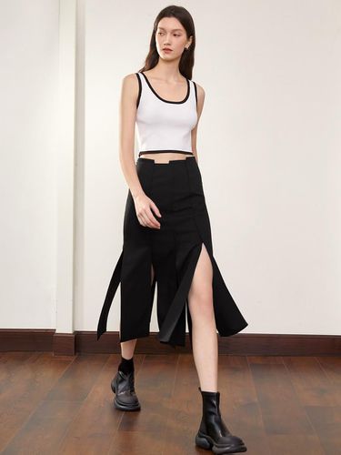 BA_Black slit slim skirt - PIA STUDIO - Modalova