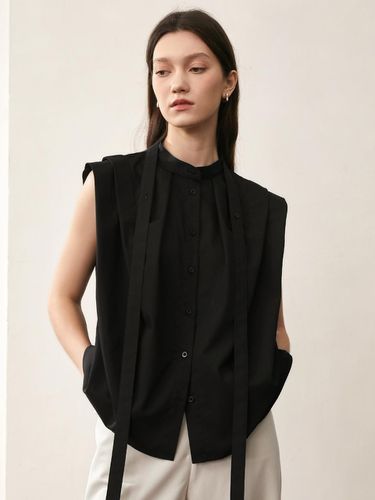 BA_Crease sleeveless tie shirt_BLACK - PIA STUDIO - Modalova