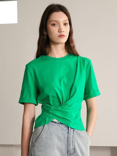 BA_Round neck pleated waist top_GREEN - PIA STUDIO - Modalova