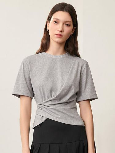 BA_Round neck pleated waist top_GRAY - PIA STUDIO - Modalova