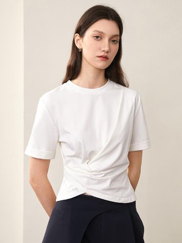 BA_Round neck pleated waist top_WHITE - PIA STUDIO - Modalova