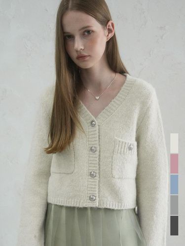 Elodie Pocket Crop Knit Cardigan - 5COL - vivacious - Modalova