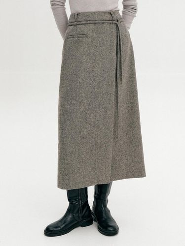 Briana Wool Wrap Skirt - Melange Grey - LOOKAST - Modalova