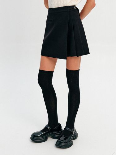 Royal Wool Wrap Pleated Skirt - Black - LOOKAST - Modalova