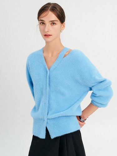 Kai Cut-out Hairy Cardigan - Sky Blue - LOOKAST - Modalova