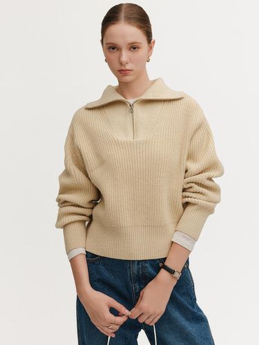 Roan wool zip-up knitwear_Buttery Yellow / LOAN WO - LOOKAST - Modalova