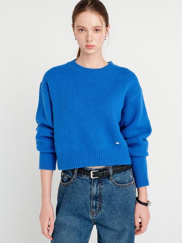 Colin Buckle Cropped Knitwear_Blue / COLIN WOOL BO - LOOKAST - Modalova