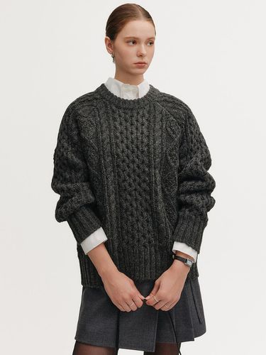 Jade Wool Cable Sweater - Charcoal - LOOKAST - Modalova