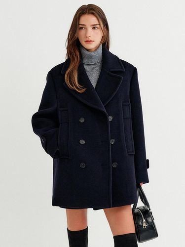 Niya Wool Half Pea Coat - Navy - LOOKAST - Modalova