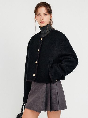 Hani Trimmed Wool Tweed Jacket - Black - LOOKAST - Modalova