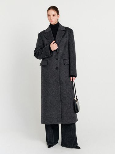 Kira Cashmere Single Long Coat - Charcoal - LOOKAST - Modalova