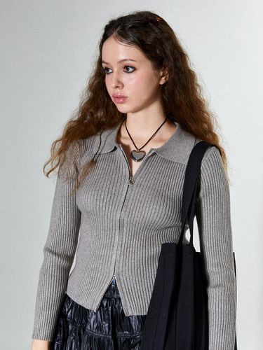 Simple Knitted Zip Up () - koolkitten - Modalova