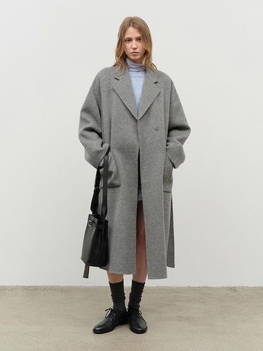 HANDMADE CASHMERE ROBE COAT MELANGE GREY_UDCO4D231 - Dunst for WOMEN - Modalova