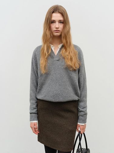 Unisex Open Collar Cashmere Sweater - Melange Grey - Dunst for WOMEN - Modalova