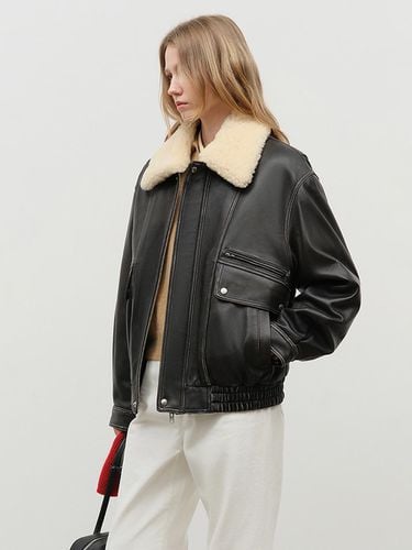 Unisex Fur Detachable Aviator Leather Jacket - Bru - Dunst for WOMEN - Modalova