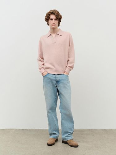 UNISEX OPEN COLLARED CASHMERE SWEATER SOFT PINK_M_ - Dunst for MEN - Modalova