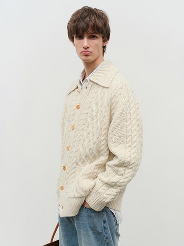 UNISEX FISHERMAN KNIT CARDIGAN IVORY_M_UDSW4D129IV - Dunst for MEN - Modalova