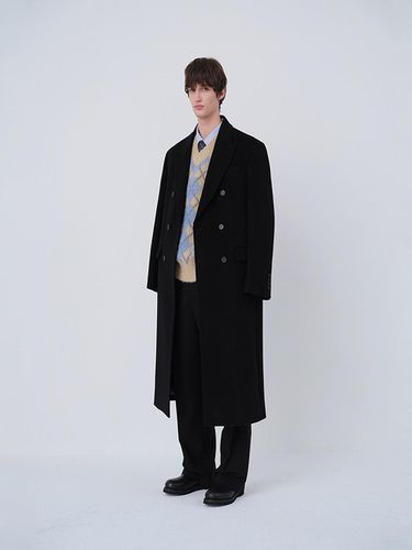 UNISEX TAILORED DOUBLE BREASTED WOOL COAT BLACK_M - Dunst for MEN - Modalova